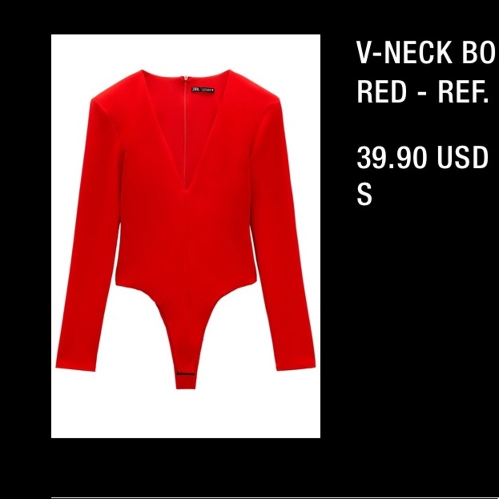 Zara Red Long-Sleeve Bodysuit